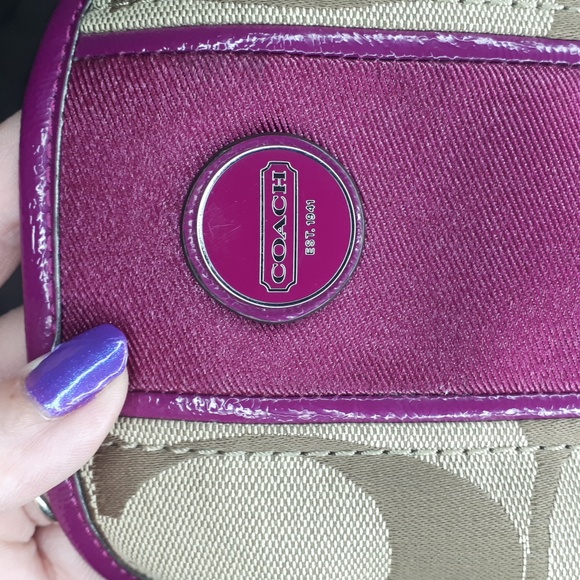 Coach~Signature Stripe Foldover with Crossbody Strap - Picture 7 of 11